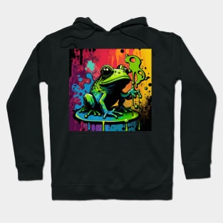 Cosmic Frog Splatter Paint Hoodie